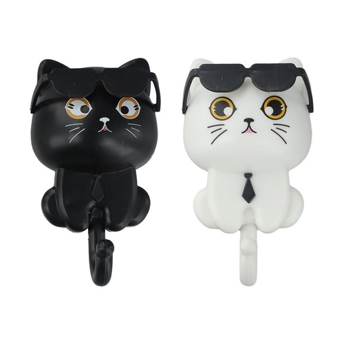 Set of Two Fun Cat Wall Hooks Featuring Stylish Sunglasses Design Inside - Afbeelding 6 van 17