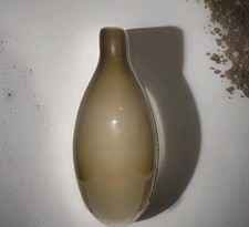 Vaso in vetro artistico soffiato a mano bianco con custodia moka italiana vintage "cinese" • Venini 