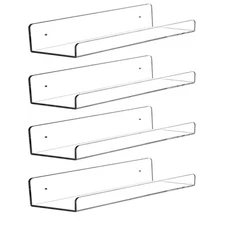 CY craft Clear Acrylic Floating Shelves Display Ledge, 5 MM Thick Wall Mounte...
