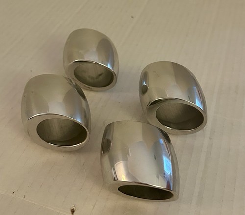 Nambe Barcelona 1995 Metal Mirror Finish Slanted Angle 6095 Napkin Rings Set 4 - Picture 4 of 7