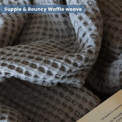 The Fine Living Co. 100% Cotton Waffle Weave Throw Blanket Lightweight Soft - Picture 3 of 6