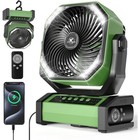 Camping Fan W/ 20000mAh Battery B Charging LED Light Oscillating Table Fan