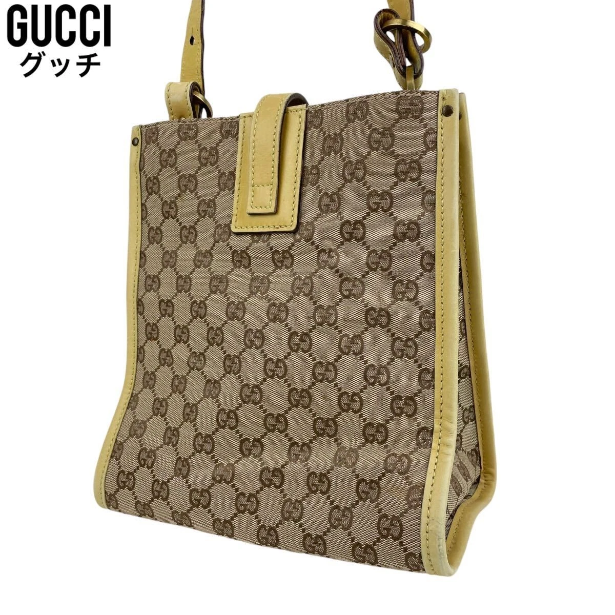 Sac à main Gucci une épaule Gg toile jaune fourre tout 110292 001998