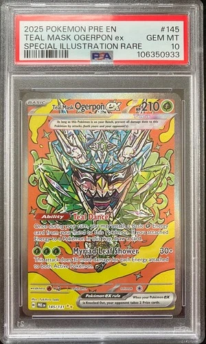 2025 POKEMON PRISMATIC EVOLUTIONS SIR 145/131 TEAL MASK OGERPON EX PSA 10