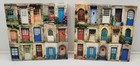 *F) 2 Piece Colorful Doors Collage Canvas Print Art 12" x 12"