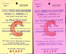 1985 U.S. Women’s Open Staff Tickets Lot Baltusrol Practice & Tournament Days