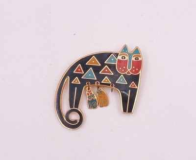 VTG Laurel Burch  Cat Family  1993 Brooch Rare Flowering Feline *Missing 1 Kitty