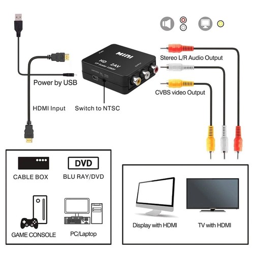 Adattatore HDMI a AV RCA convertitore HDMI CVBS RCA convertitore di segnale 1080P NUOVO - Foto 7 di 17