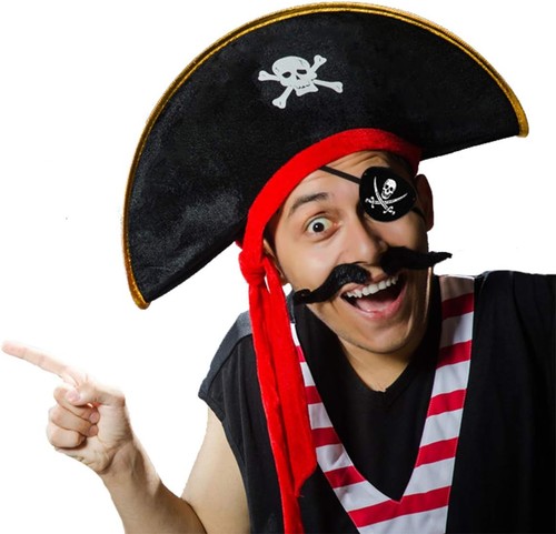 2 Pieces Pirate Hat Skull Print Pirate Captain Costume Cap - Pirate Accessories - Picture 6 of 7