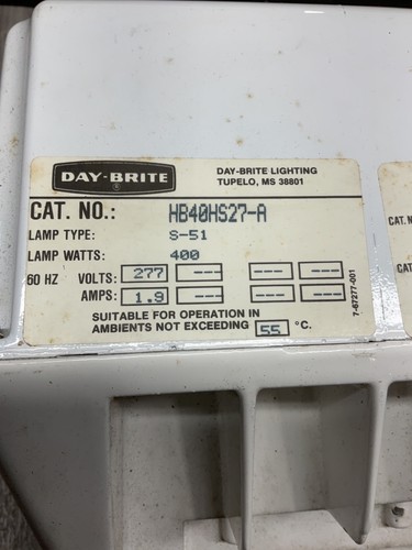 DAY-BRITE HB40HS27-A LAMPENNETZTEIL 400 WATT #4016B95PR3SI - Bild 2 von 3