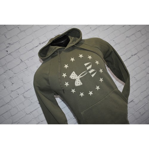 Under Armour Hoodie Mens Size Medium Loose ColdGear USA Flag Stars Army Green - Picture 2 of 6