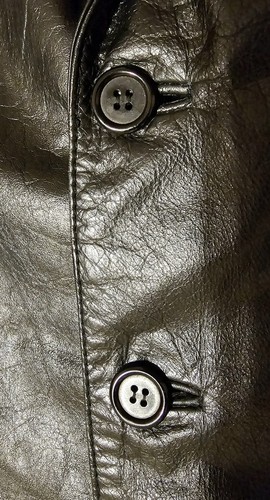 John Weitz Herren Vintage Schwarz 100% Leder Zwei Knopf Blazer Jacke Mantel 44Reg - Bild 3 von 12