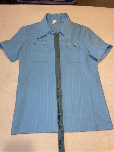 Vintage 60/70er Jahre Bluse mit durchgehendem Knopf und Taschen Bilder für Maße - Bild 3 von 4