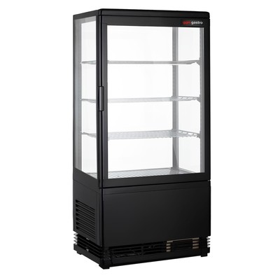 GGM Gastro Tisch-Panoramavitrine - 68 Liter - 420mm - 3 Ablagen - Schwarz