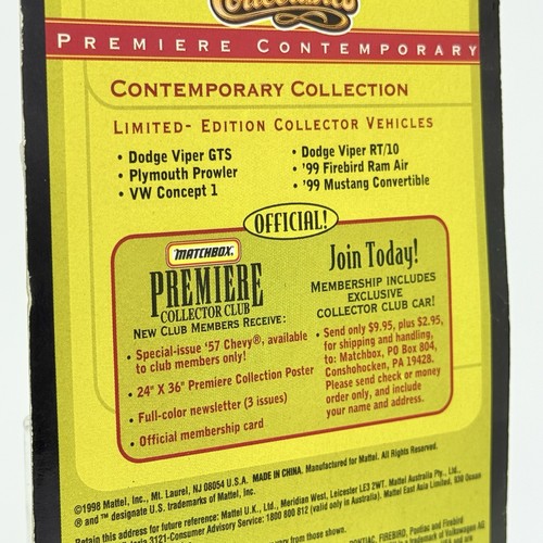 1998 Matchbox Premiere Collection Ram Air Firebird Red (Ramair Front End) New! - Picture 5 of 15