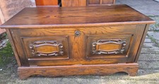 Vintage Low Dark Oak Effect TV Cabinet / Stand
