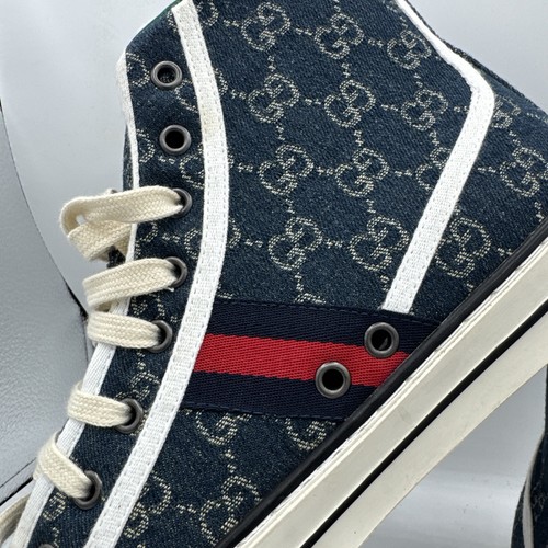Gucci Tennis 1977 High Tops Uomo Tg 9,5 - 10 Blu US GG Streetwear - Foto 14 di 19