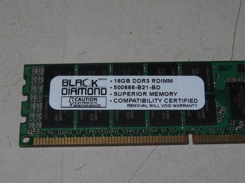 BLACK DIAMOND 16 GB DDR3 RDIMM 500666-B21-BD MEMORIA SUPERIORE - Foto 2 di 2