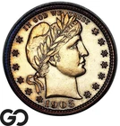 1905-S Barber Quarter UNC Details, Cleaned/Retoned, Low Mintage Key Date