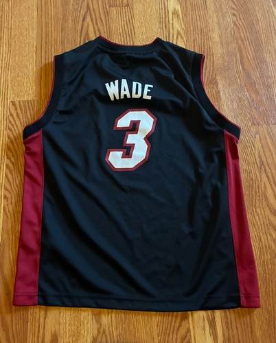 ADIDAS Miami Heat Dwayne Wade Jersey Youth Large 14-16 NBA Basketball #3 Black - Picture 6 of 9