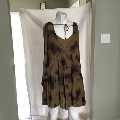 Young, Fabulous & Broke Green And Black Tie Dye Dress M Knee Length - Picture 3 of 12