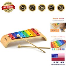 Eco-Friendly Kids Xylophone - 8 Note C Major with Wooden Mallets - Safe Fun