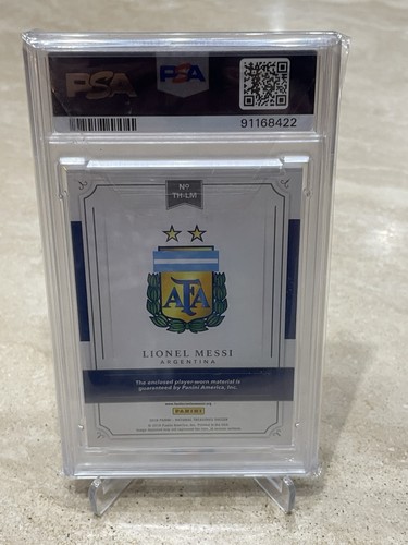 2018 NATIONAL TREASURES GREEN MEMO LOGO PATXH LIONEL MESSI 5/5 ARGENTINA PSA 8 - Imagen 3 de 5