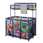 Yescom Metal Frame Pool Floats Storage Bin with 10 Wheels & Noodle Holder, Blue