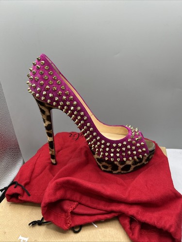 Christian Louboutin Lady Peep Spikes 150 Pumps EU 39 US 8,5 Lila Leopard Heels - Bild 5 von 10
