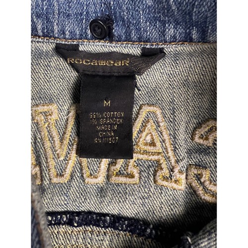 Chaqueta de mezclilla Rocawear niñas parches adornados botones dorados recortados mediana - Imagen 6 de 11