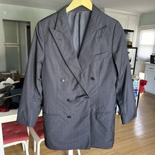 Ermenegildo Zegna Gray Wool Double Breasted Blazer Suit Jacket Mens Size Medium