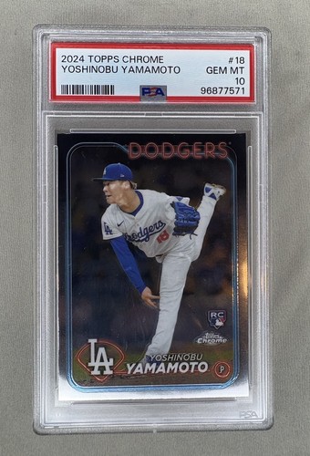 Yoshinobu Yamamoto 2024 Topps Chrome - #18 RC PSA 10 LA Dodgers
