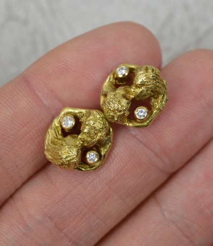 SARAH JONES 18ct Gold and Diamond Kissing Couple Cluster Stud Earrings - Picture 8 of 11