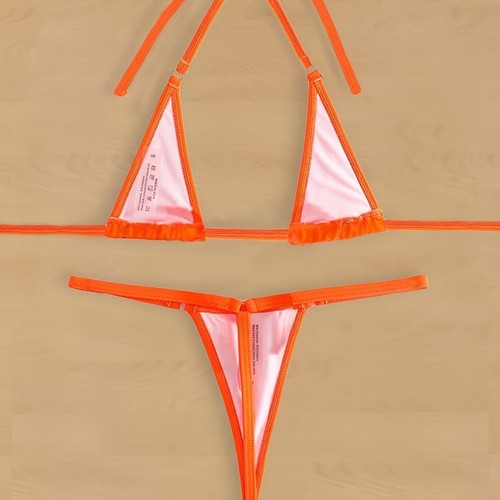 Sexy Conjunto de Bikini para Mujeres Niñas Micro Tanga Traje de Baño Traje de Baño Naranja - Imagen 4 de 7