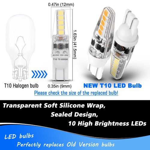 Heifymi 3 Watt T5 T10 LED Wedge Base Light Bulbs AC/DC 12V-24V Equivalent 25W... - Picture 6 of 6