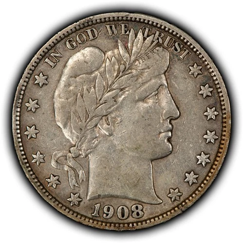 1908-D 50c Silver Barber Half Dollar - VF/XF - SKU-Y6416