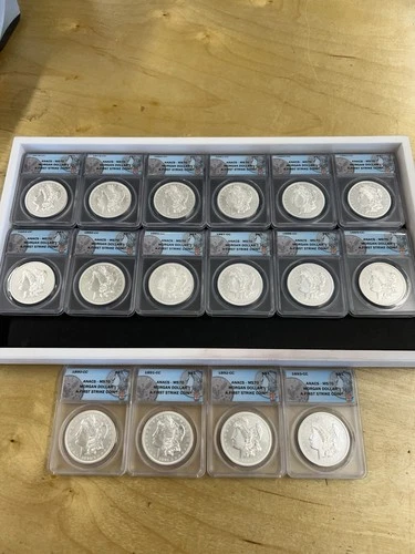1878-1893 FIJI MORGAN CC SILVER DOLLAR ANACS MS 70 FIRST STRIKE - 16 COIN SET