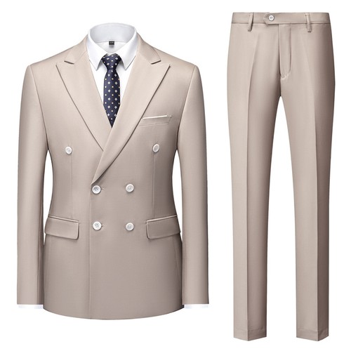 Double Breasted Suit Suit Two Piece Men's Suit Wedding Party Formal Occasion - Picture 4 of 16