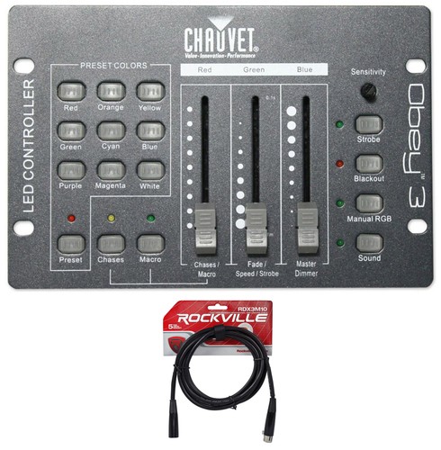 Chauvet DJ Obey 3 Universal Dmx 512 Controller With 3 Channels + DMX Cable - Picture 1 of 10