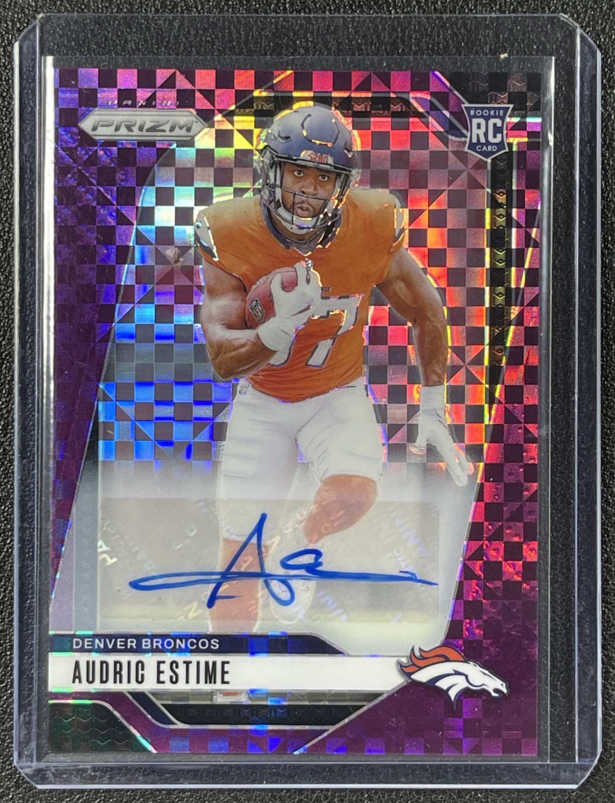 AUDRIC ESTIME 2024 PANINI PRIZM #306 ROOKIE AUTO RC PURPLE POWER 30/49 BRONCOS