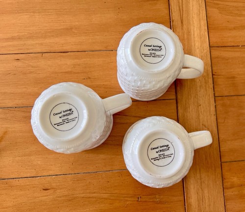 3 - Oneida White Wicker Weave Coffee Mug Ceramic Basketweave Tea Cup Stoneware - Picture 8 of 8