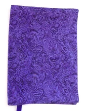 Fabric Standard Size Paperback Book Cover PURPLE Paisley Print  Many Paisley