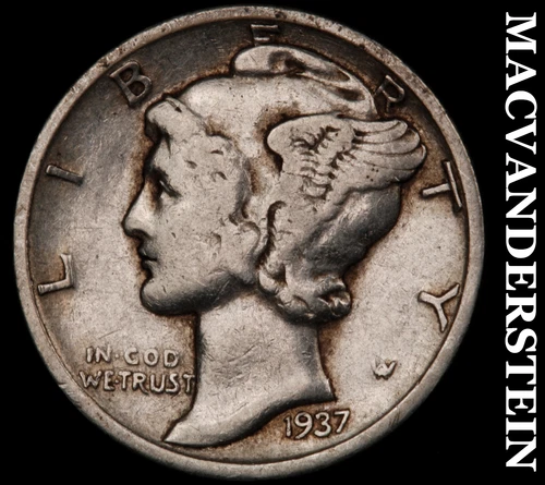 1937-D Mercury Dime- Silver- Scarce Better Date No Reserve #J4124