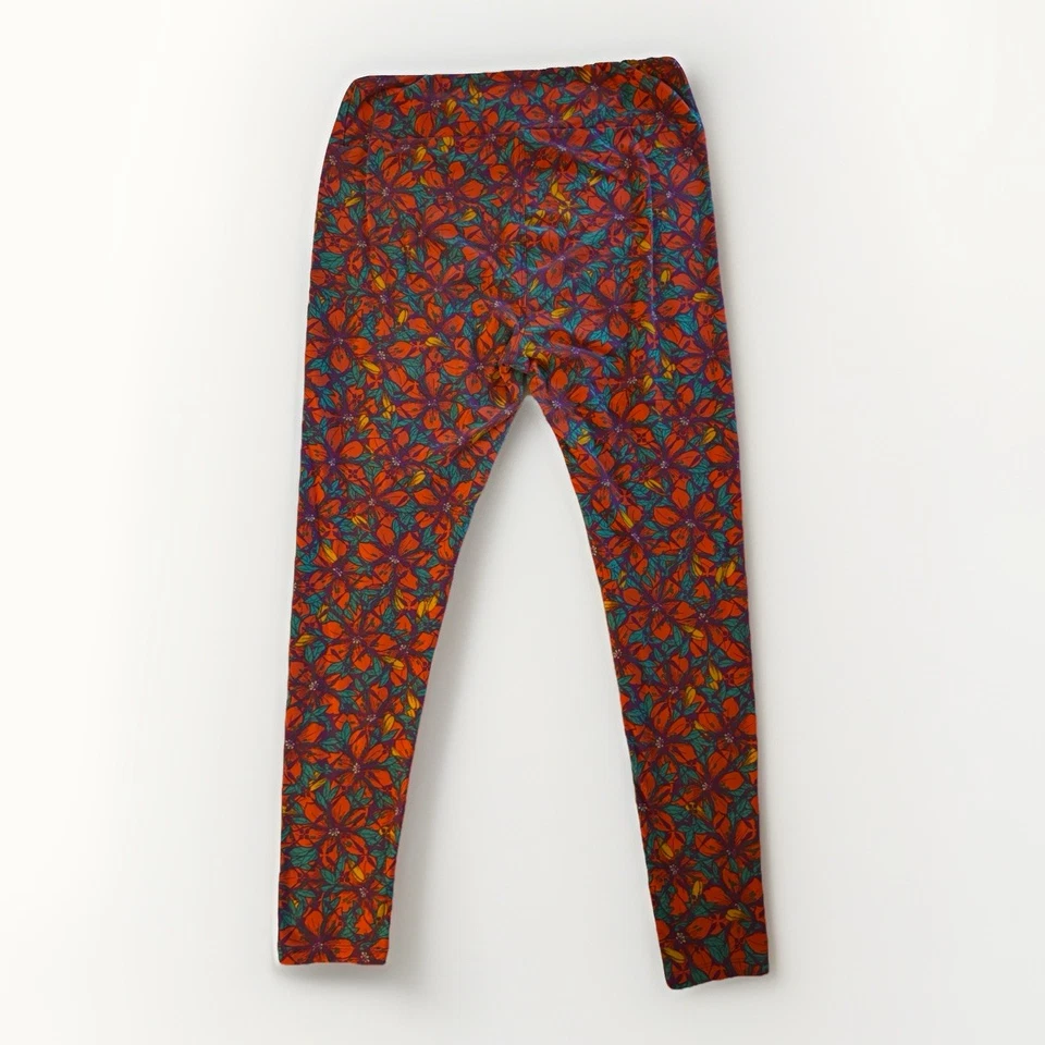 LuLaRoe Mujer Talla Única Leggings Diseño Floral Poinsettia Multicolor Unicornio Foto 2 de 4