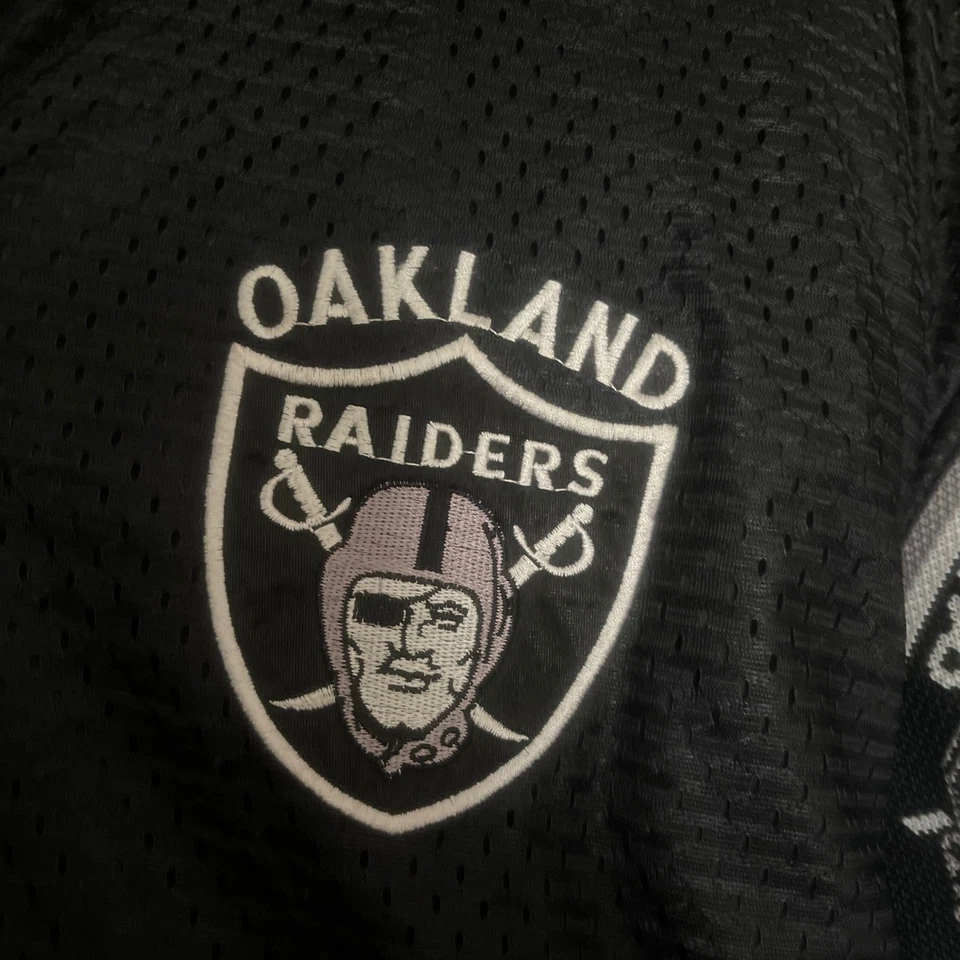Chaqueta acolchada con capucha de jugador profesional de la NFL Oakland Raiders de colección cremallera completa adulto grande Foto 4 de 4