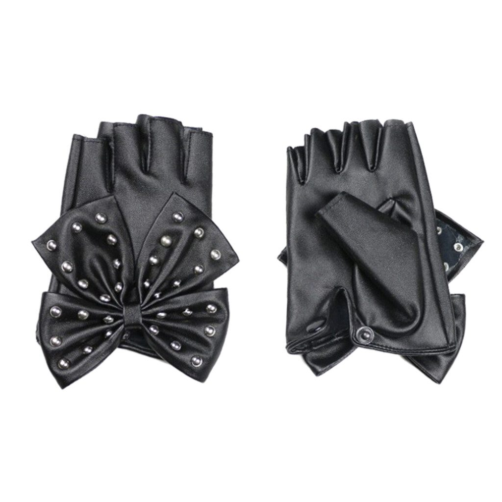 1 Pair Fashion Fingerless Gloves Women's PU Leather Rivet Mitten for Dancing 1 Pair Fashion Fingerless Gloves Women's PU Leather Rivet Mitten for Dancing
