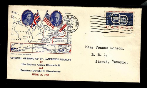 First day cover 387, St Lawrence Seaway opening. Elizabeth& Eisenhower [210 - Picture 1 of 3
