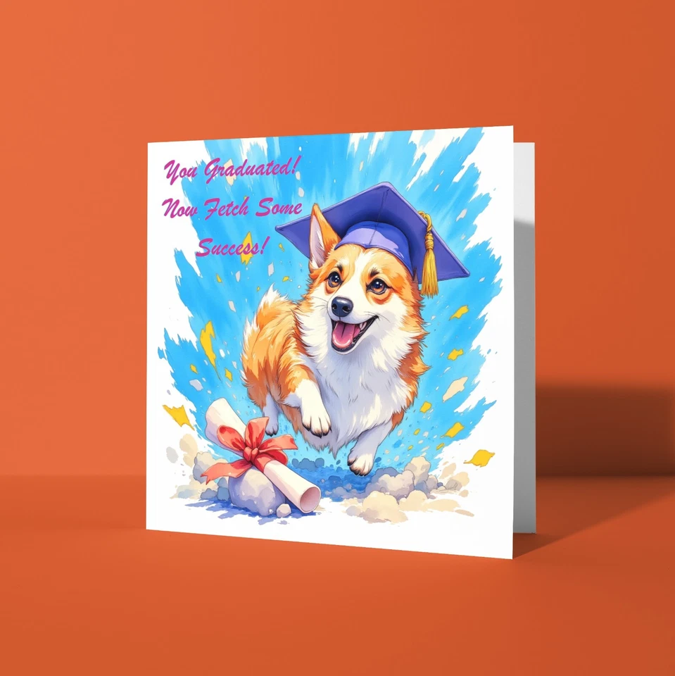 Corgi  dog - Graduation Card  Personalised Dog card - Son Sister Daughter friend - Image 2 of 4