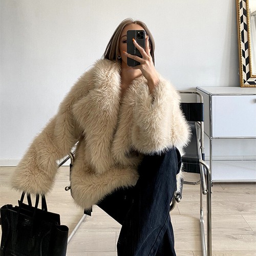 Winter New Lapel Collar Fur Coat Women's Jacket Loose Korean Mid Length Outwear - Picture 18 of 33