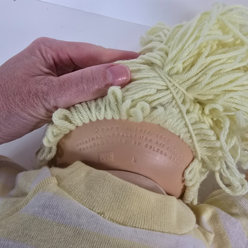 Vintage Cabbage Patch Doll Yellow Hair Blue Eyes Overalls Outfit Coleco 1982 CPK - Picture 12 of 17